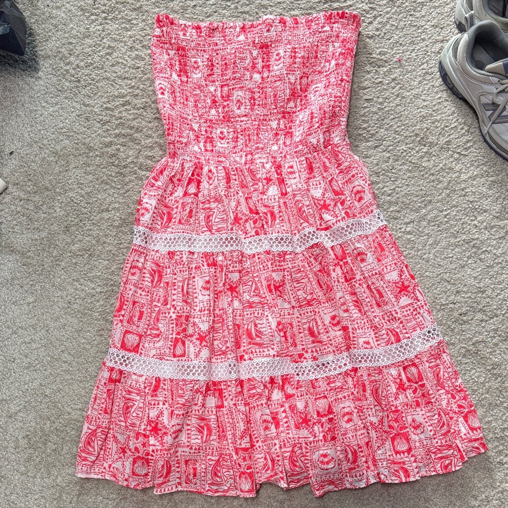Lilly Pulitzer Strapless red and white Dress